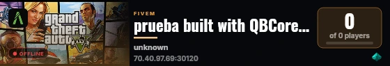 prueba built with QBCore Framework by JericoFx & Kakarot & Hamy! live status badge