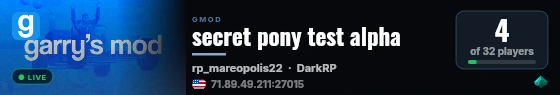 secret pony test alpha live status badge