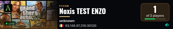 Noxis TEST ENZO live status badge