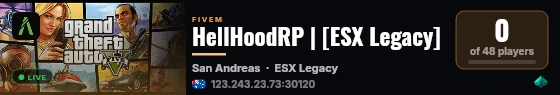 HellHoodRP | [ESX Legacy] live status badge