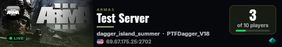 Test Server live status badge
