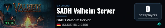SADH Valheim Server live status badge