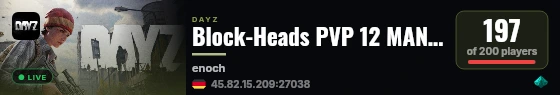 Block-Heads PVP 12 MAN MAX|X15LOOT|TRADER|BOATS|HELIS|EVENTS live status badge