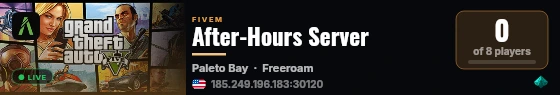 After-Hours Server live status badge