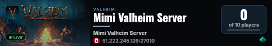 Mimi Valheim Server live status badge