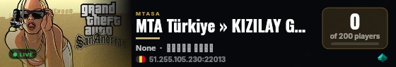 MTA Türkiye » KIZILAY GAMİNG « [[Freeroam/Turk/Araba/Ankara/Map/Klan/Turf/Tag/Drop]] live status badge