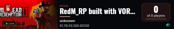 RedM_RP built with VORPCore! live status badge