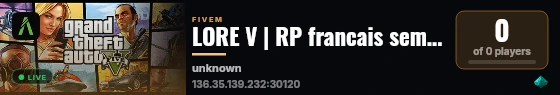 LORE V | RP francais semi-whitelist live status badge