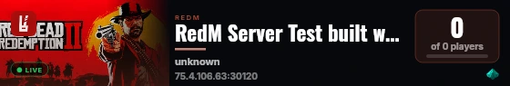 RedM Server Test built with VORPCore! live status badge