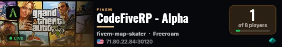 CodeFiveRP - Alpha live status badge