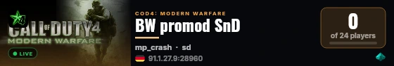 BW promod SnD live status badge