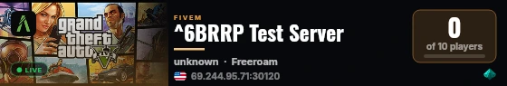 ^6BRRP Test Server live status badge