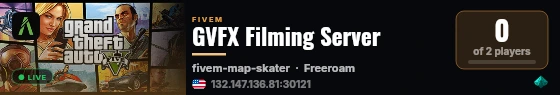 GVFX Filming Server live status badge