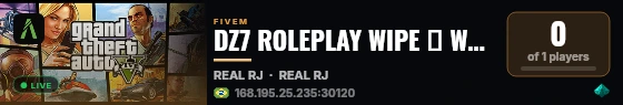 DZ7 ROLEPLAY WIPE 🡺 WL FECHADA live status badge