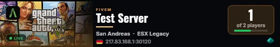 Test Server live status badge