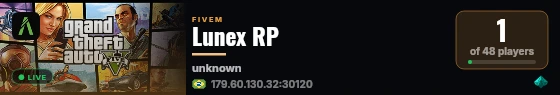 Lunex RP live status badge
