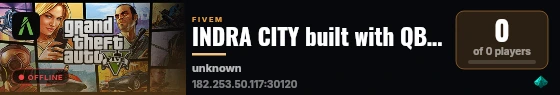 INDRA CITY built with QBCore Framework by JericoFx & Kakarot & Hamy! live status badge