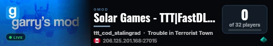 Solar Games - TTT|FastDL|NEW!|Staff Wanted|Custom|Pointshop| live status badge