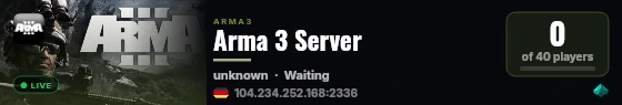 Arma 3 Server live status badge
