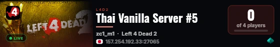 Thailand Vanilla Server #5 live status badge