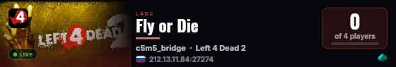 Fly or Die live status badge