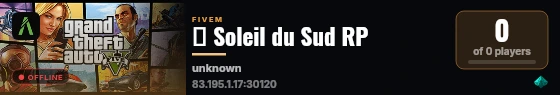 🌞 Soleil du Sud RP live status badge