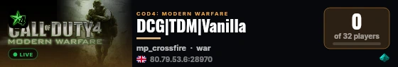 DCG|TDM|Vanilla live status badge