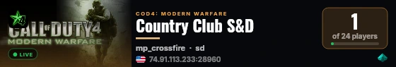 Country Club S&D live status badge