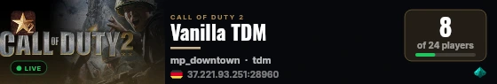 Vanilla TDM live status badge