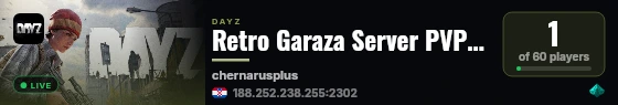 Retro Garaza Server PVP/PVE live status badge