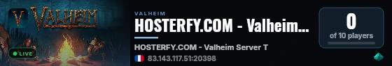 HOSTERFY.COM - Valheim Server Tomc live status badge