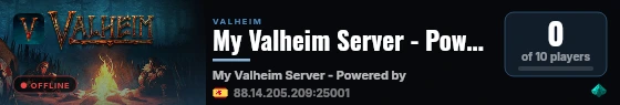My Valheim Server - Powered by AMP live status badge