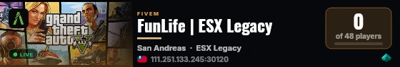 FunLife | ESX Legacy live status badge