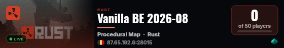 Vanilla BE 2026-08 live status badge