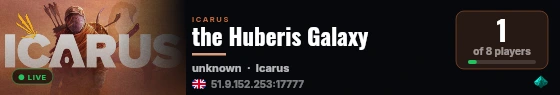 the Huberis Galaxy live status badge