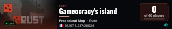 Gameocracy's island live status badge