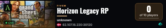 Horizon Legacy RP live status badge