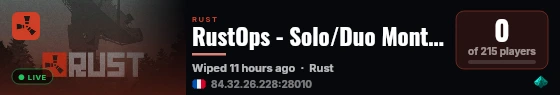 RustOps - Solo/Duo Monthly | JUST WIPED %DAY%/%MONTH% %DAY%.%MO live status badge