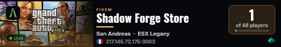Shadow Forge Store live status badge