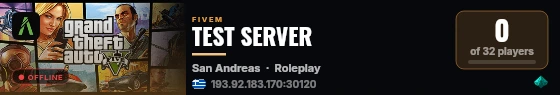 TEST SERVER live status badge