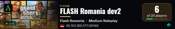 FLASH Romania dev2 live status badge