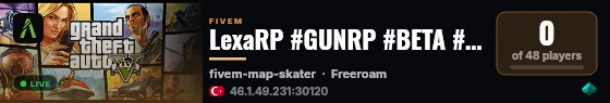 LexaRP #GUNRP #BETA #NONWH live status badge