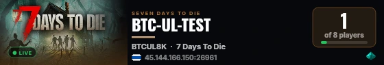 BTC-UL-TEST live status badge