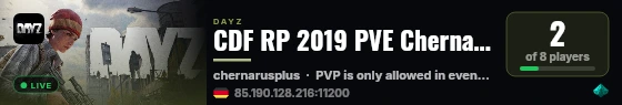 CDF RP 2019 PVE Chernarus No Zombie live status badge