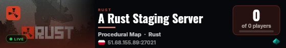 A Rust Staging Server live status badge