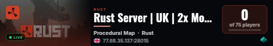 Rust Server | UK | 2x Modded live status badge