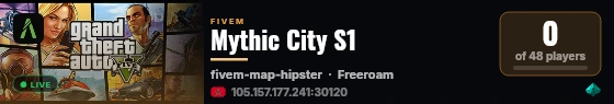 Mythic City S1 live status badge