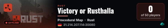 Victory or Rusthalla live status badge