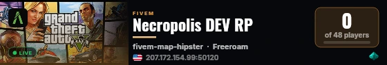 Necropolis DEV RP live status badge