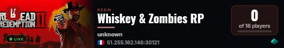Whiskey & Zombies RP live status badge